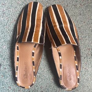 Madewell Women's Striped Mules - Black and Brown
